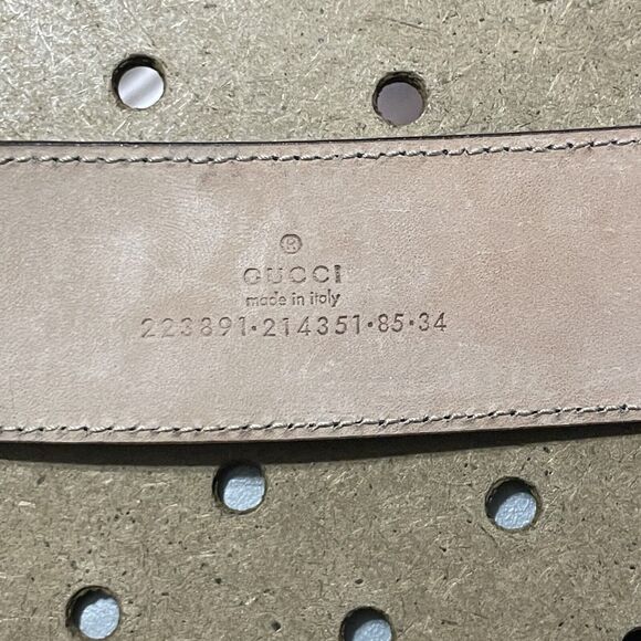 Gucci Belt Mens Size 34/85 Black Imprime Monogram GG Buckle Emblem Italy Made - Picture 6 of 8